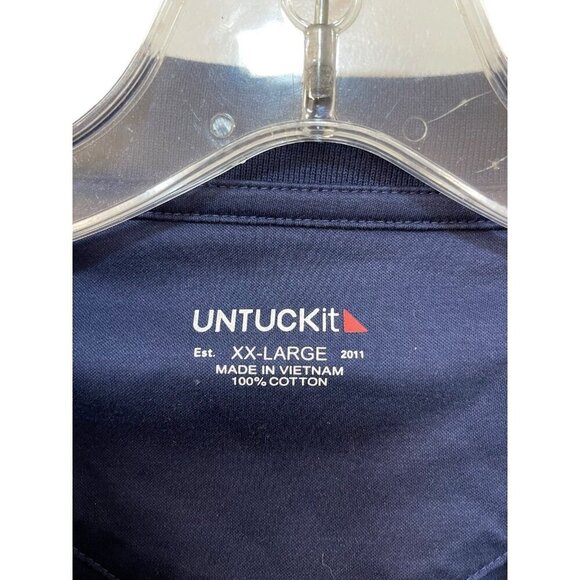 Untuckit Wrinkle-Free Damaschino Polo Navy Blue Men’s Size XXL - Picture 3 of 7